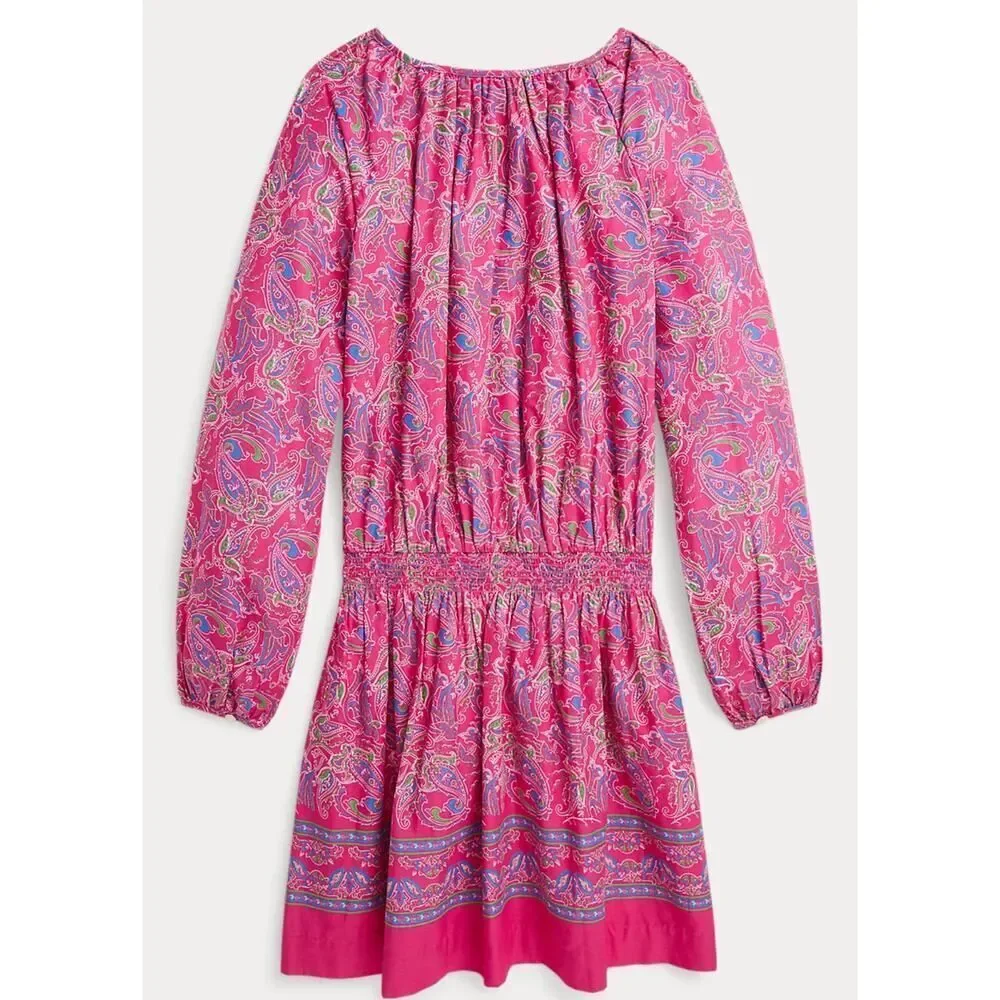 Polo Ralph Lauren‎ Girls Pink Paisley Cotton Batiste Dress Size 12